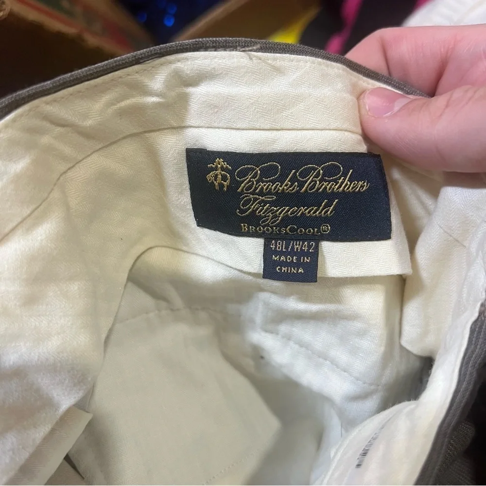 Brooks Brothers Fitzgerald Tan Brown Dress Pants Size 42W x 48L Wool BrooksCool